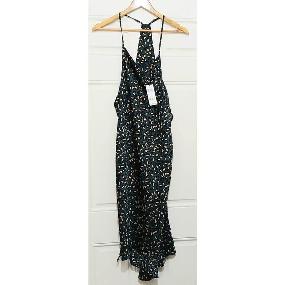 Bcbg womens small Teal blue leopard print slip dress midi $98 - Picture 1 of 6
